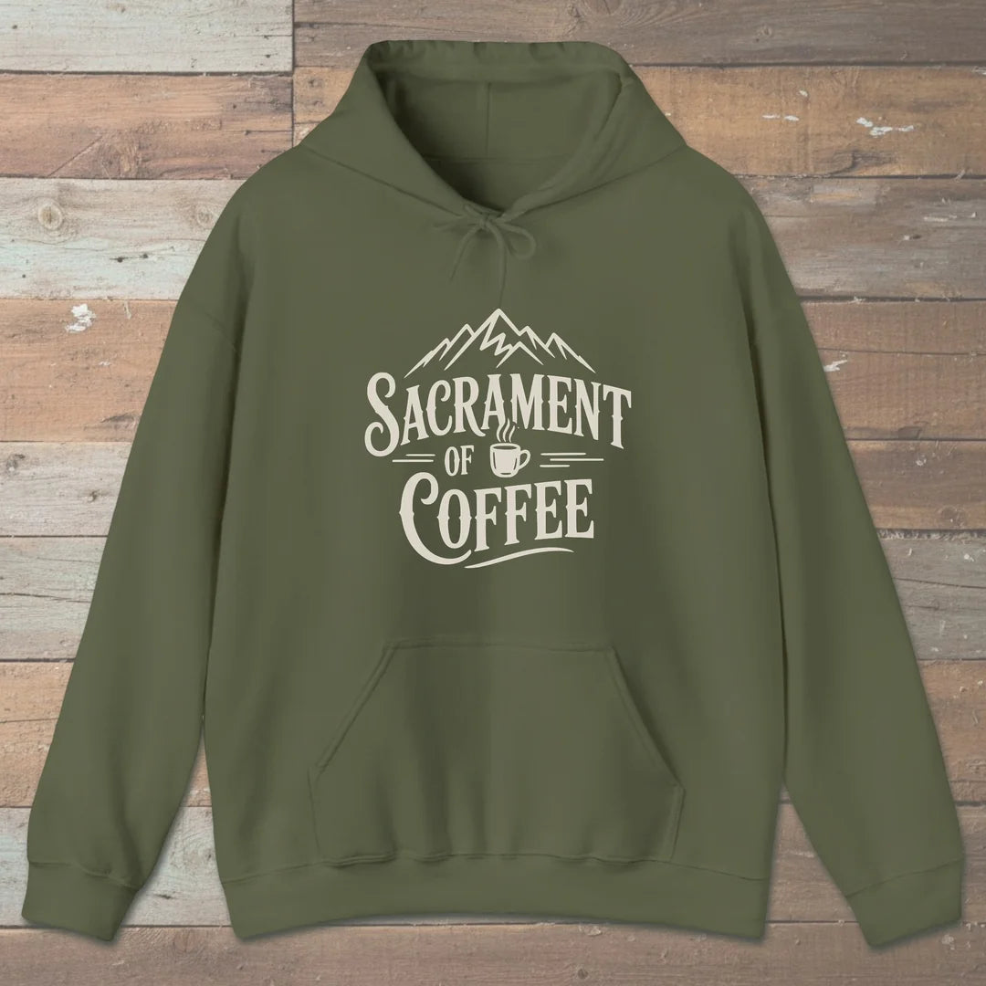 Sacrament Of Coffee Hoodie Military Green Outdoor Nature Tee