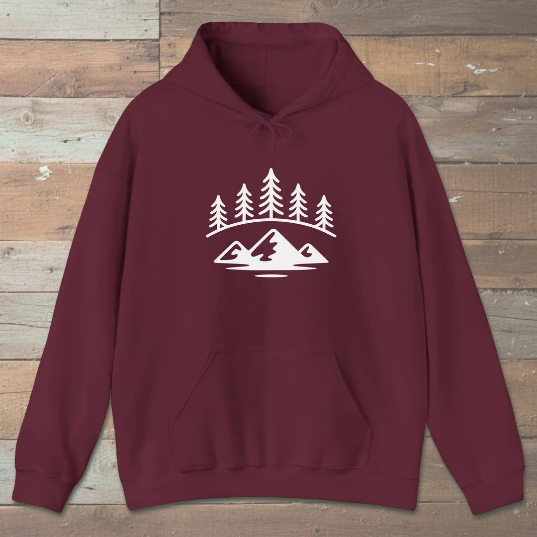 Forest Ridge Hoodie Maroon Outdoor Nature Tee