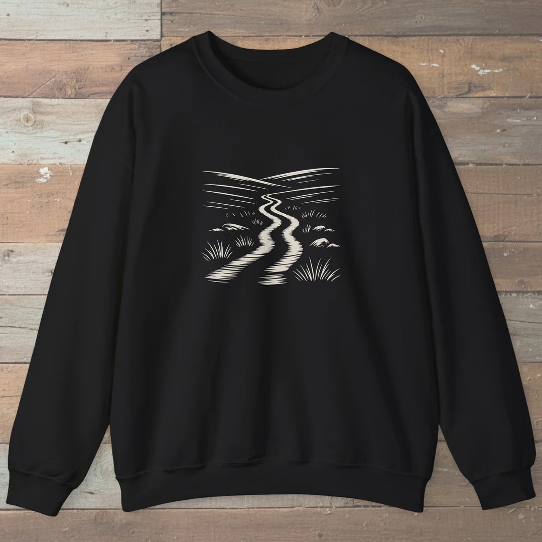 Winding Trail Sweatshirt Black Outdoor Nature Tee