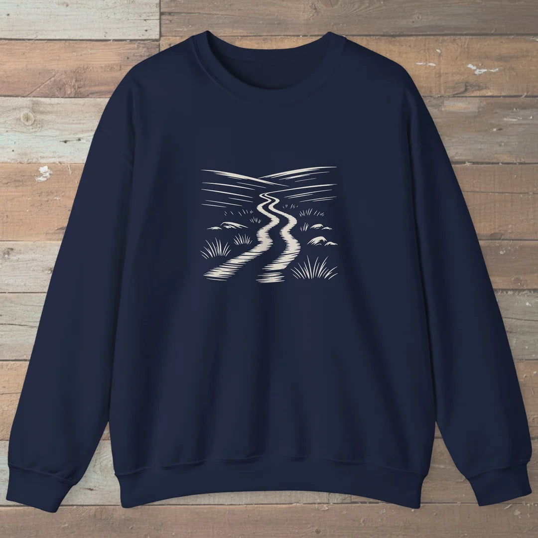 Winding Trail Sweatshirt Navy Outdoor Nature Tee