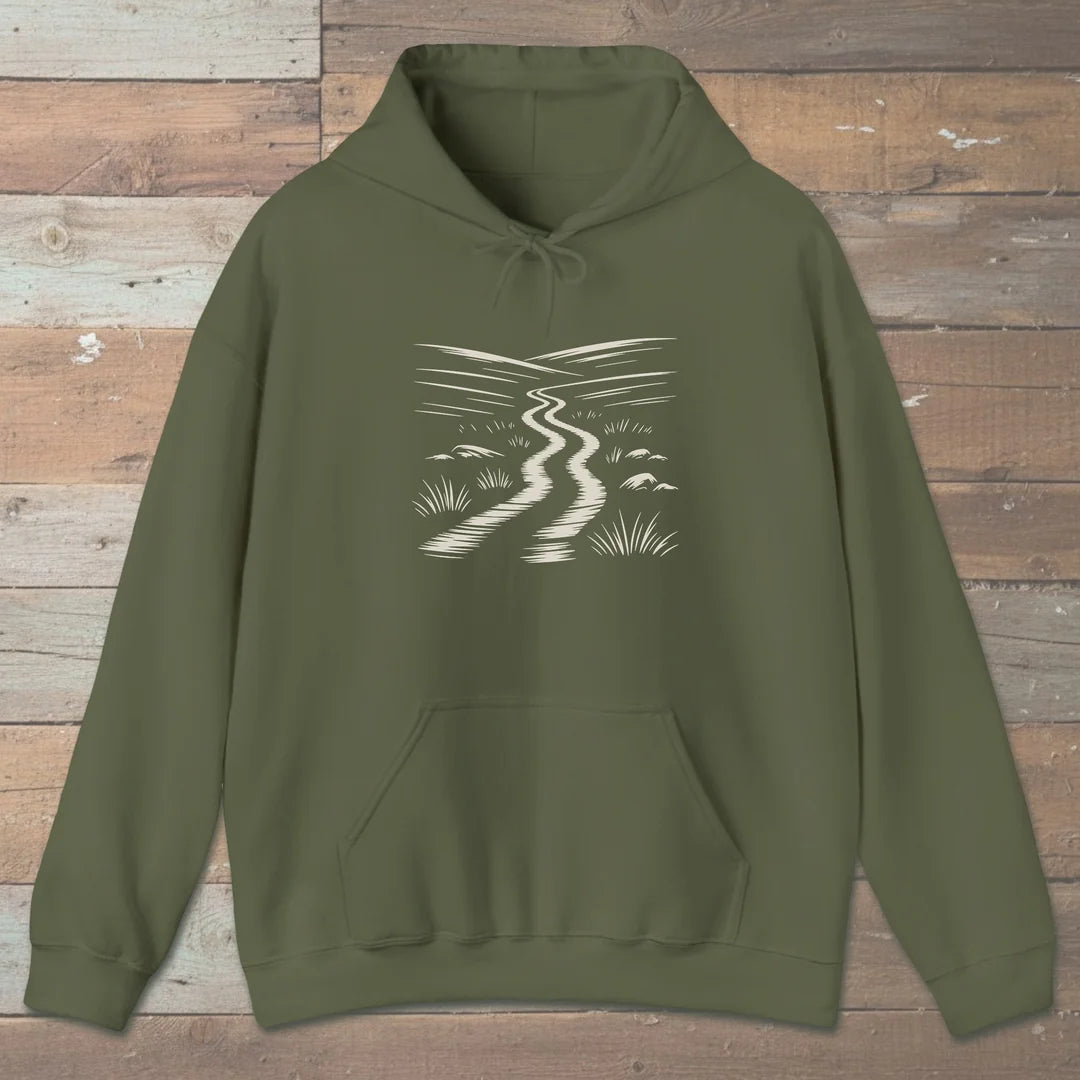 Winding Trail Hoodie Military Green Outdoor Nature Tee