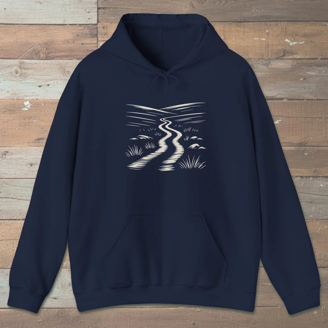Winding Trail Hoodie Navy Outdoor Nature Tee