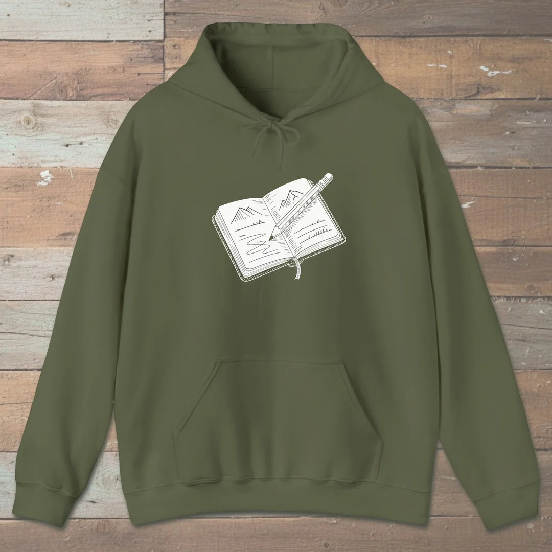 Trail Journal Hoodie Military Green Outdoor Nature Tee
