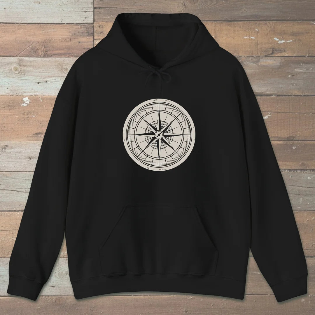 True North Compass Hoodie Black Outdoor Nature Tee