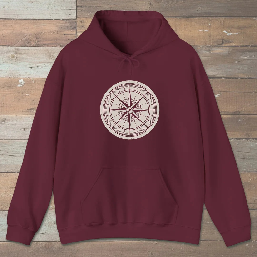 True North Compass Hoodie Maroon Outdoor Nature Tee