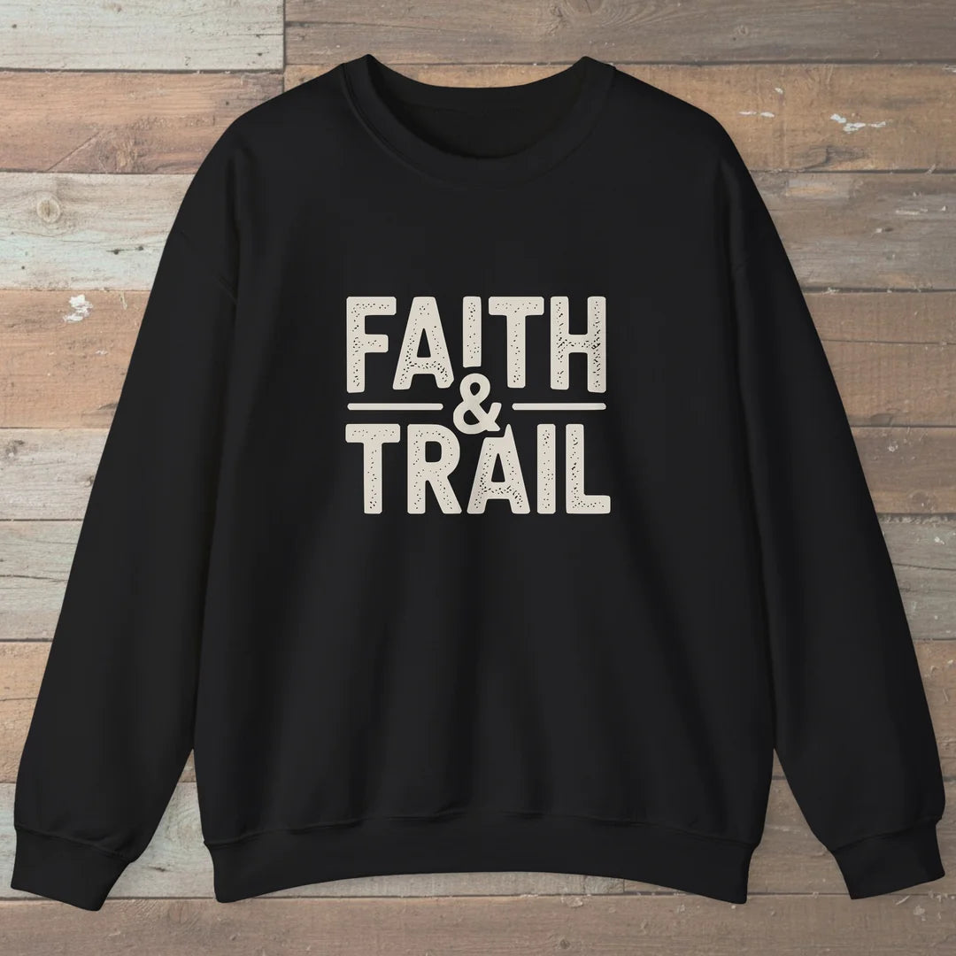 Faith And Trail Sweatshirt Black Outdoor Nature Tee