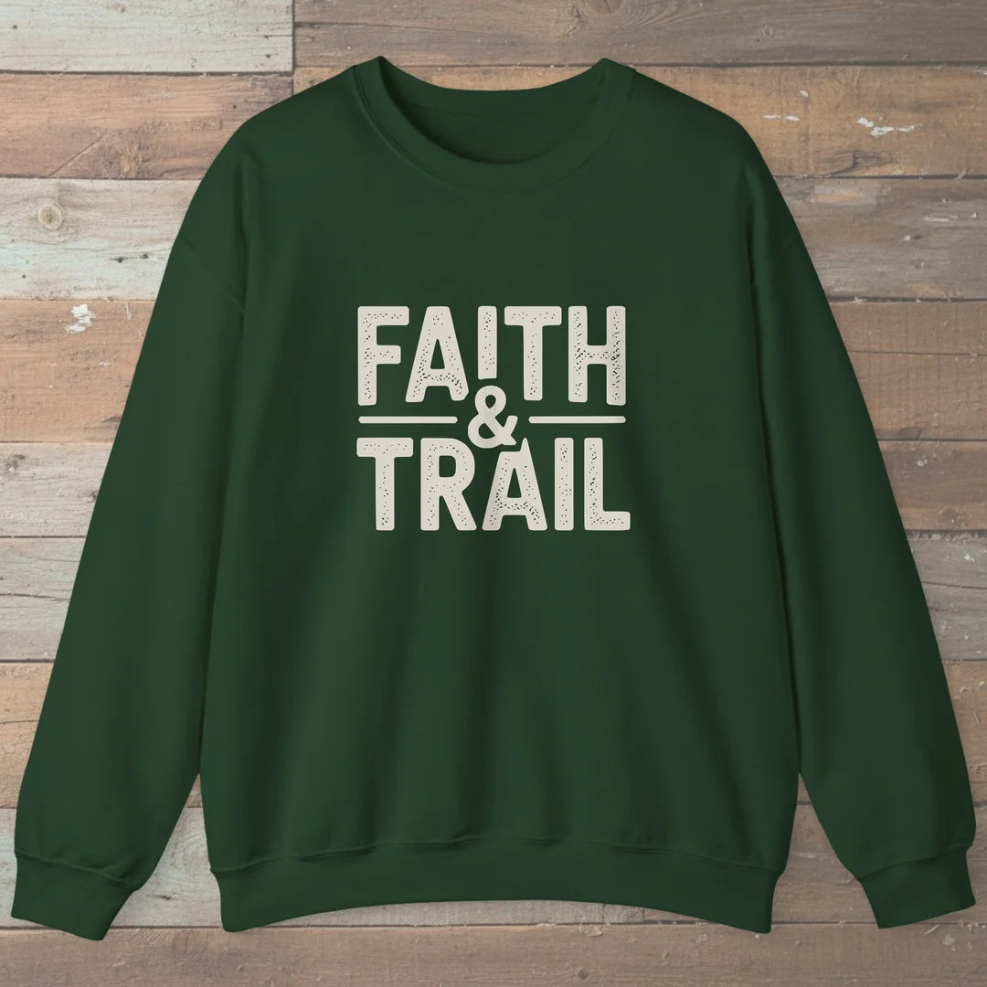 Faith And Trail Sweatshirt Forest Green Outdoor Nature Tee