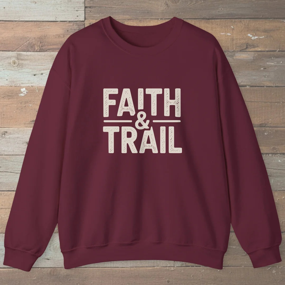 Faith And Trail Sweatshirt Maroon Outdoor Nature Tee