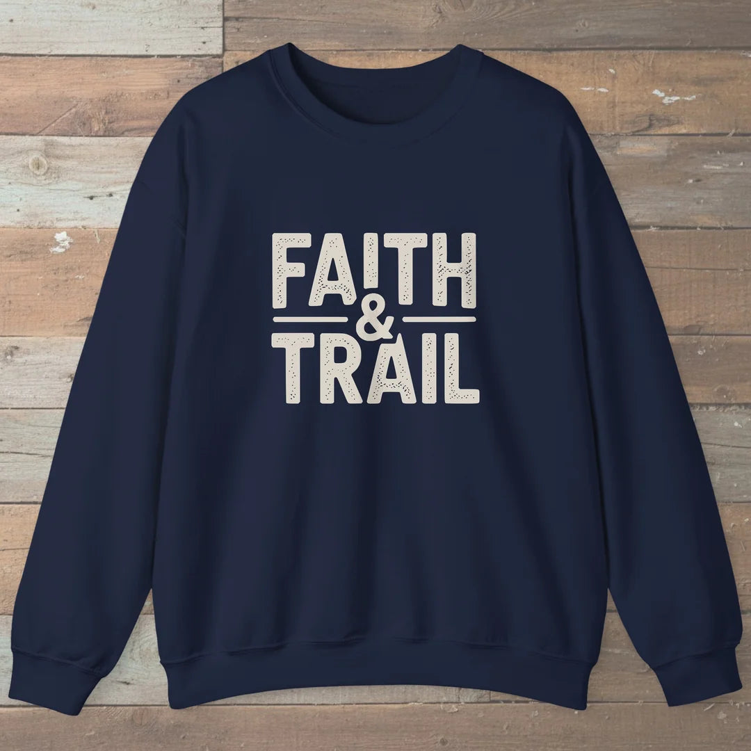 Faith And Trail Sweatshirt Navy Outdoor Nature Tee