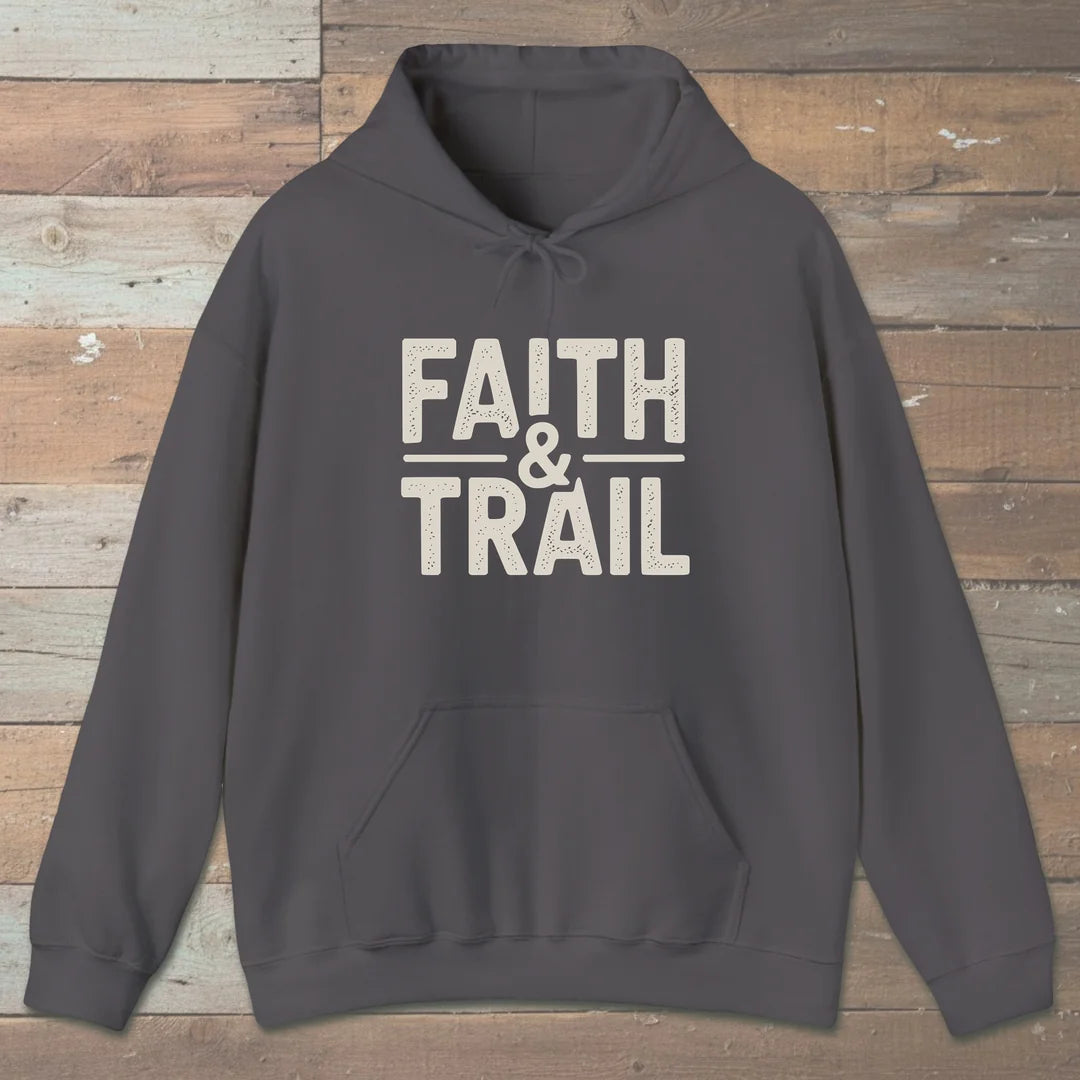 Faith And Trail Hoodie Charcoal Outdoor Nature Tee