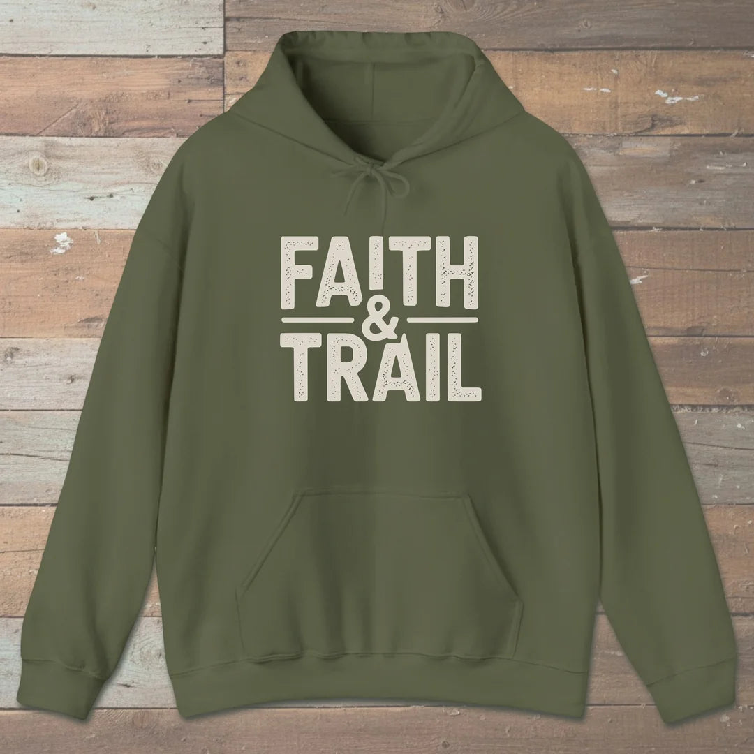 Faith And Trail Hoodie Military Green Outdoor Nature Tee