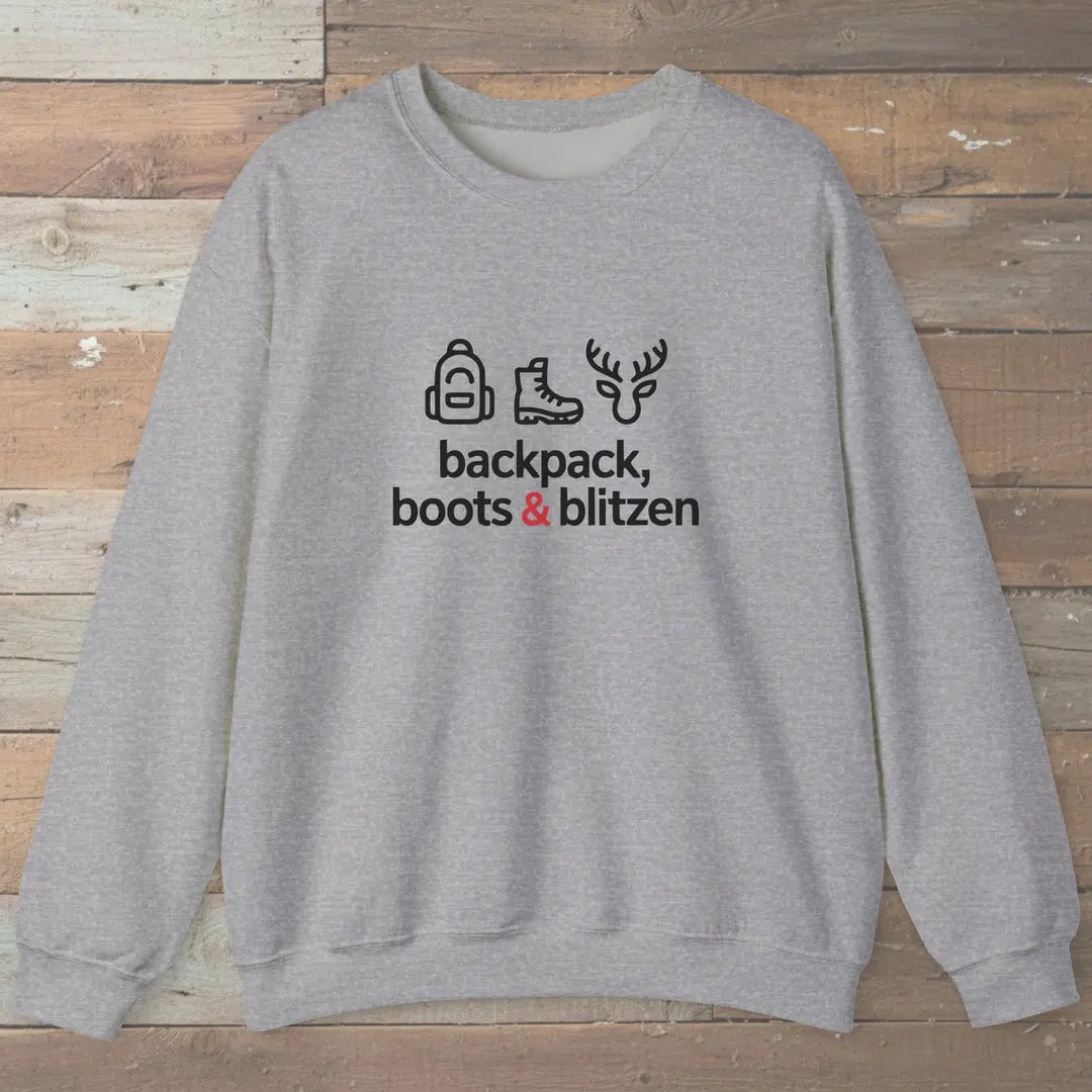 Backpack Boots And Blitzen Sweatshirt