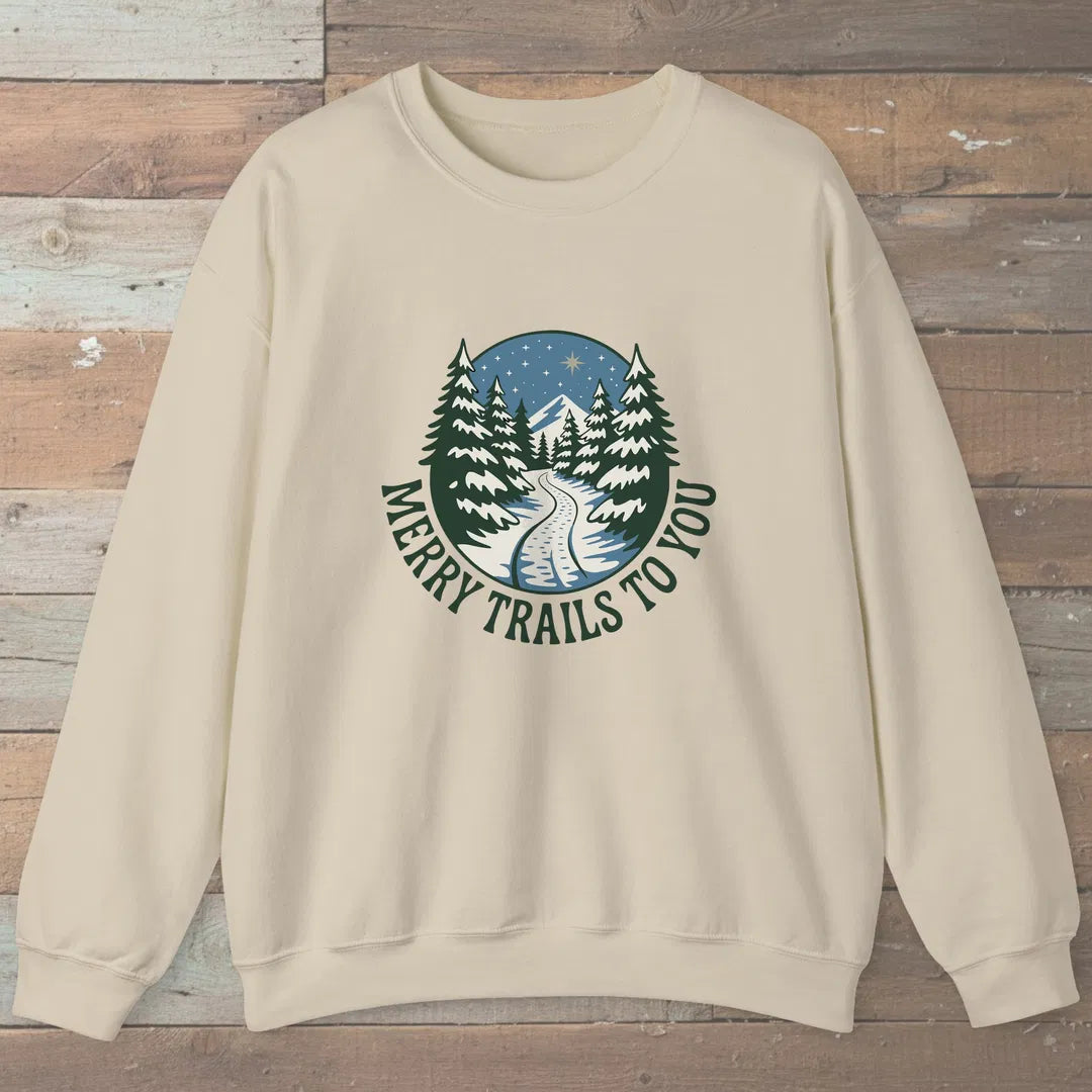 Merry Trails To You Sweatshirt Sand Outdoor Nature Tee