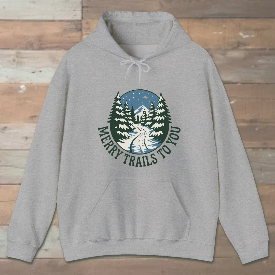 Merry Trails To You Hoodie Sport Grey Outdoor Nature Tee