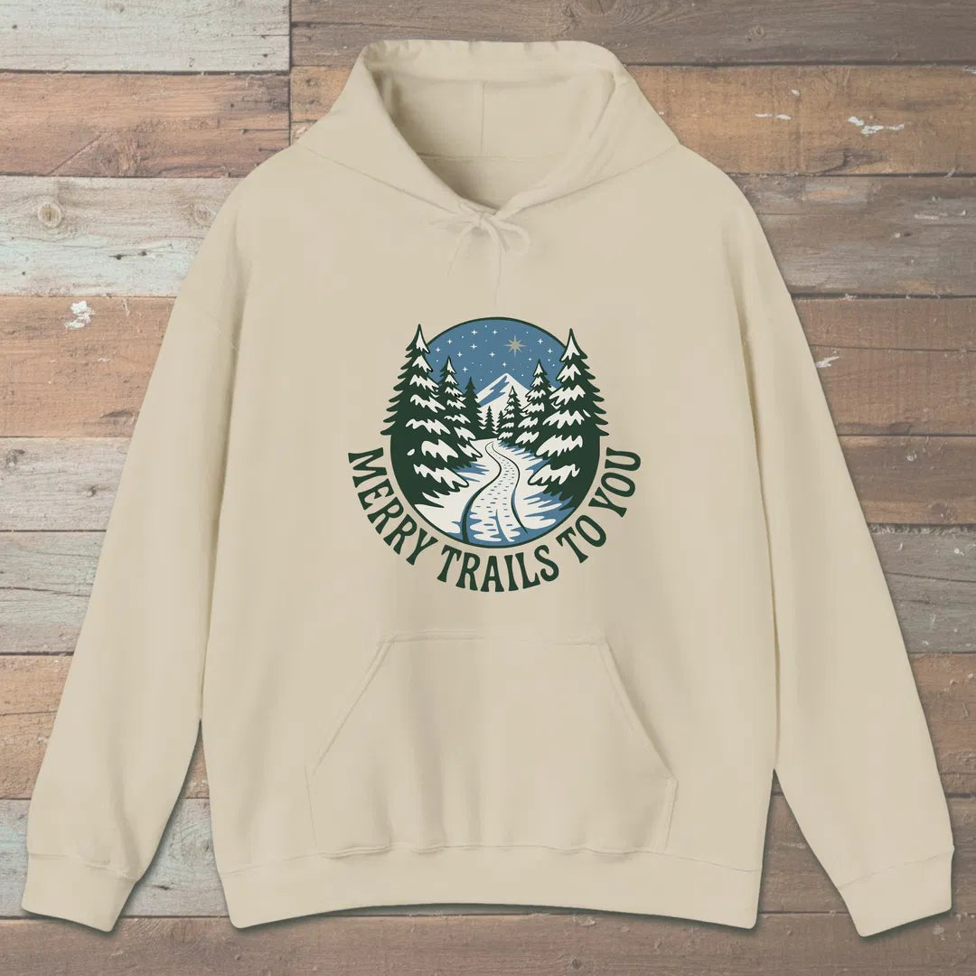Merry Trails To You Hoodie Sand Outdoor Nature Tee