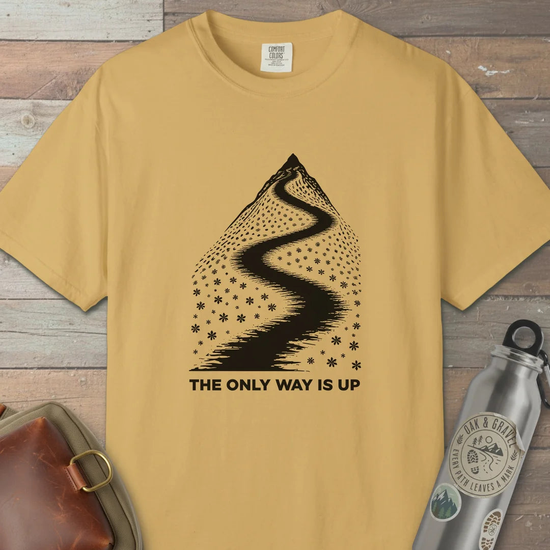The Only Way Is Up T-Shirt Mustard Outdoor Nature Tee