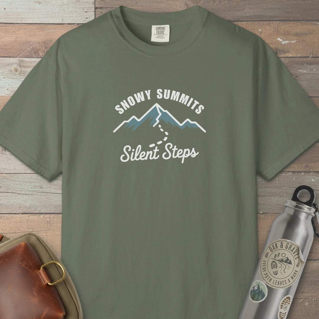 Snowy Summits Silent Steps T-Shirt Moss Outdoor Nature Tee