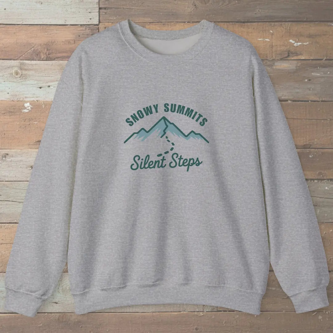 Snowy Summits Silent Steps Sweatshirt Sport Grey Outdoor Nature Tee