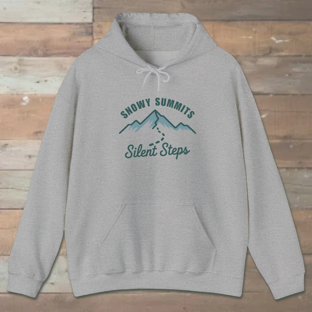 Snowy Summits Silent Steps Hoodie Sport Grey Outdoor Nature Tee