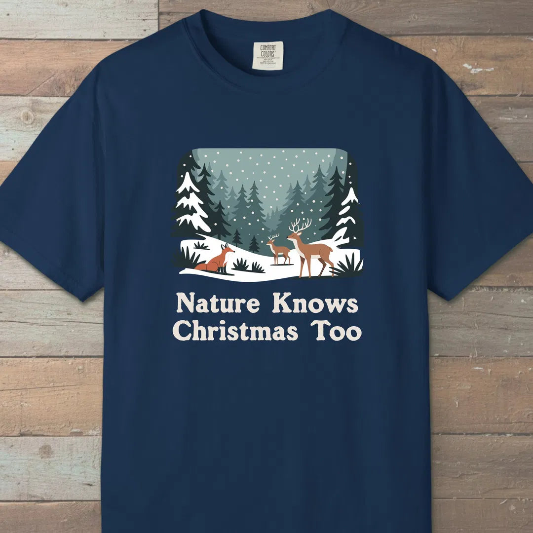 Nature Knows Christmas Too T-Shirt Navy Outdoor Nature Tee