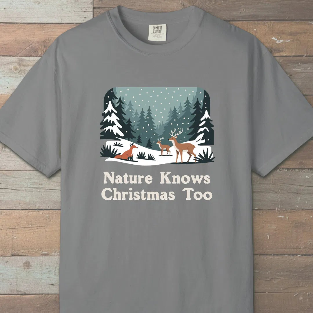 Nature Knows Christmas Too T-Shirt Grey Outdoor Nature Tee