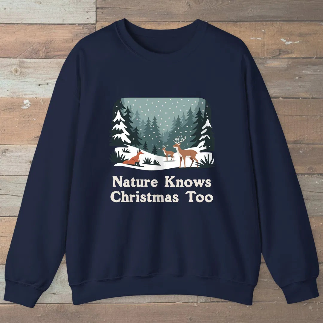 Nature Knows Christmas Too Sweatshirt Navy Outdoor Nature Tee