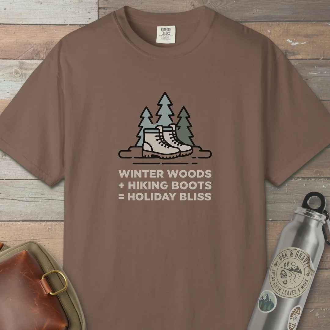 Winter Woods Hiking Boots Holiday Bliss T-Shirt
