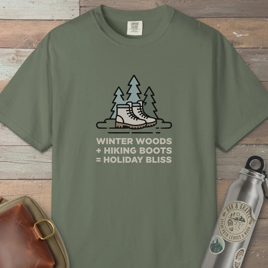 Winter Woods Hiking Boots Holiday Bliss T-Shirt
