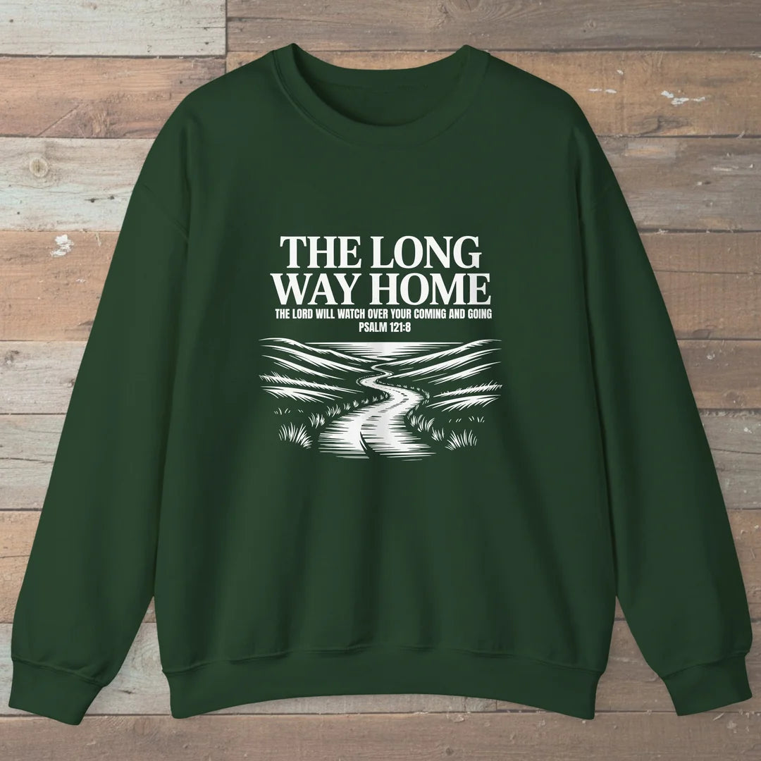 The Long Way Home Sweatshirt Forest Green Outdoor Nature Tee