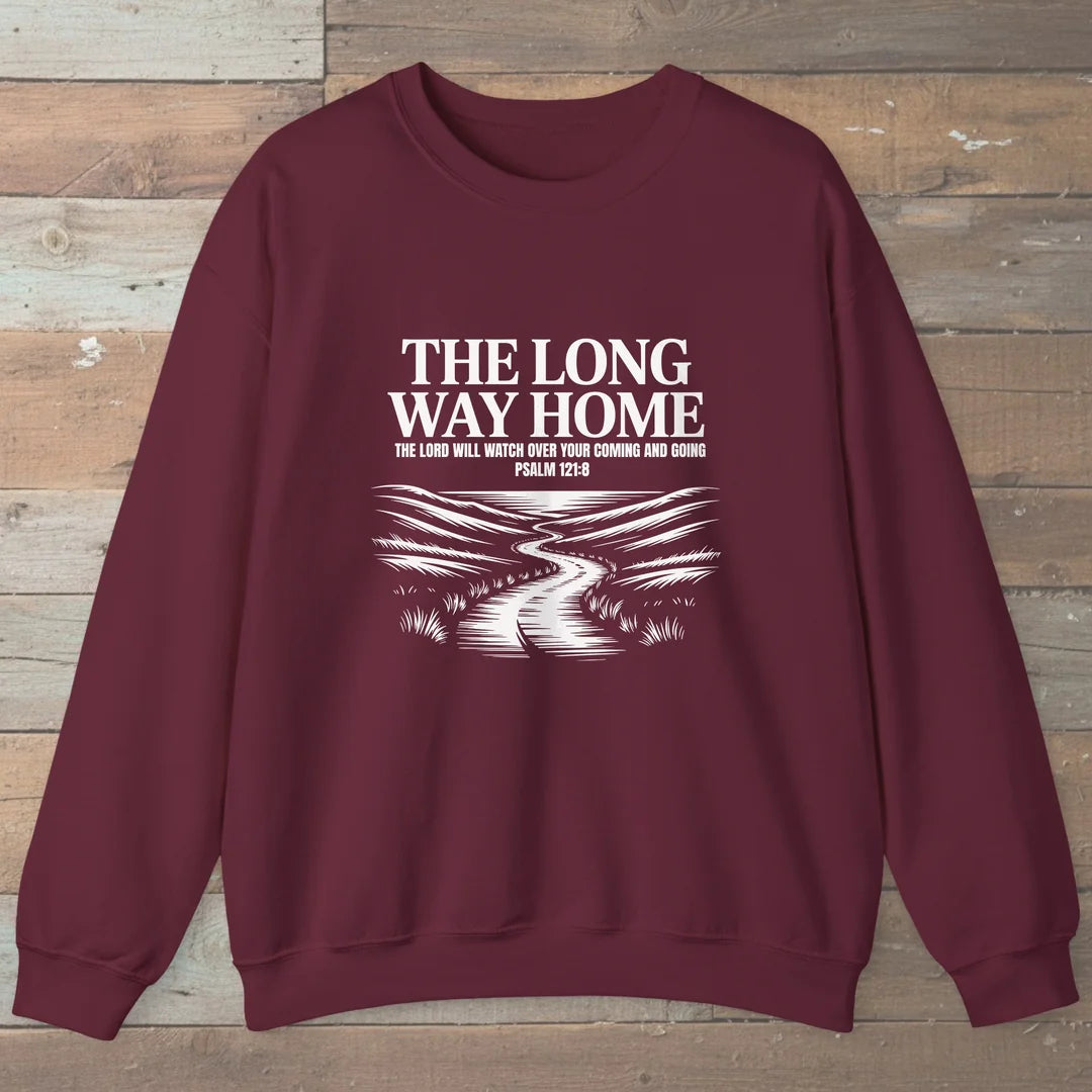 The Long Way Home Sweatshirt Maroon Outdoor Nature Tee