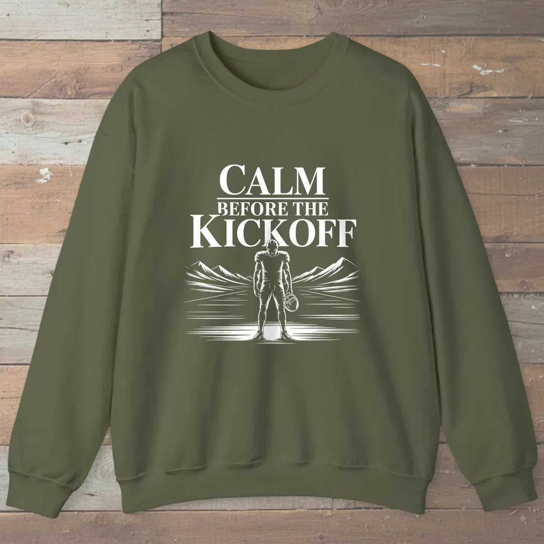 Calm Before The Kickoff Sweatshirt Military Green Outdoor Nature Tee