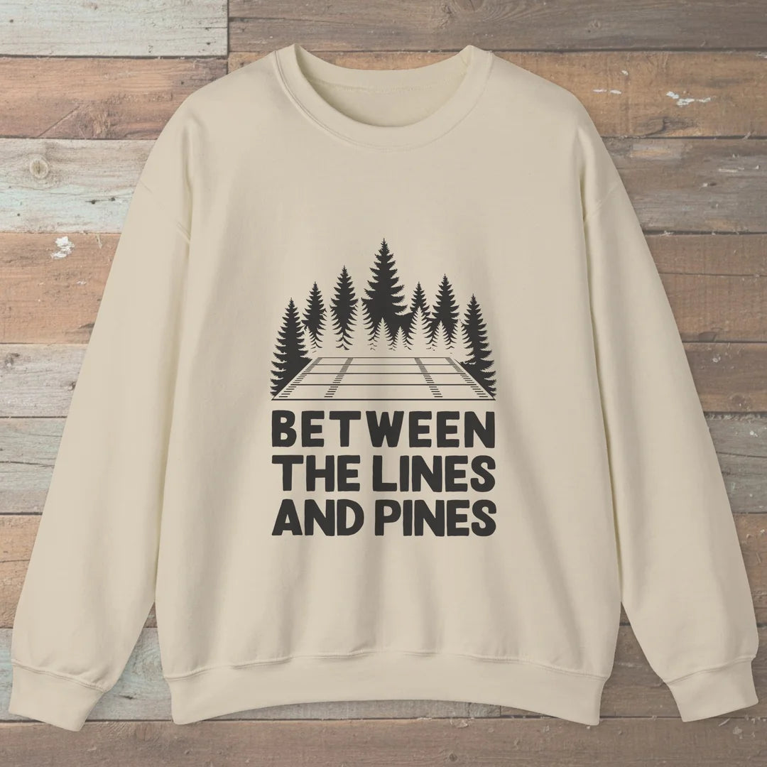Between The Lines And Pines Sweatshirt Sand Outdoor Nature Tee