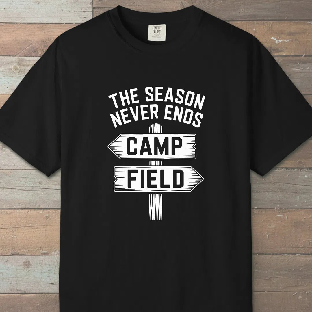 The Season Never Ends T-Shirt Black Outdoor Nature Tee
