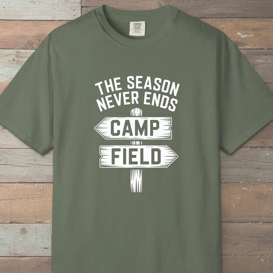 The Season Never Ends T-Shirt Moss Outdoor Nature Tee