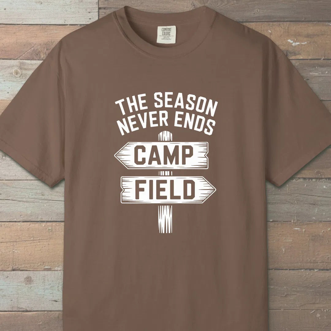 The Season Never Ends T-Shirt Espresso Outdoor Nature Tee