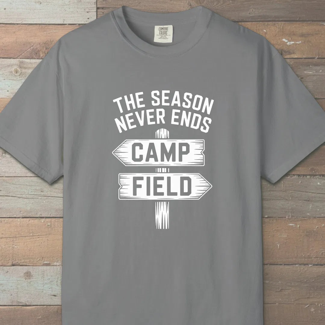 The Season Never Ends T-Shirt Grey Outdoor Nature Tee