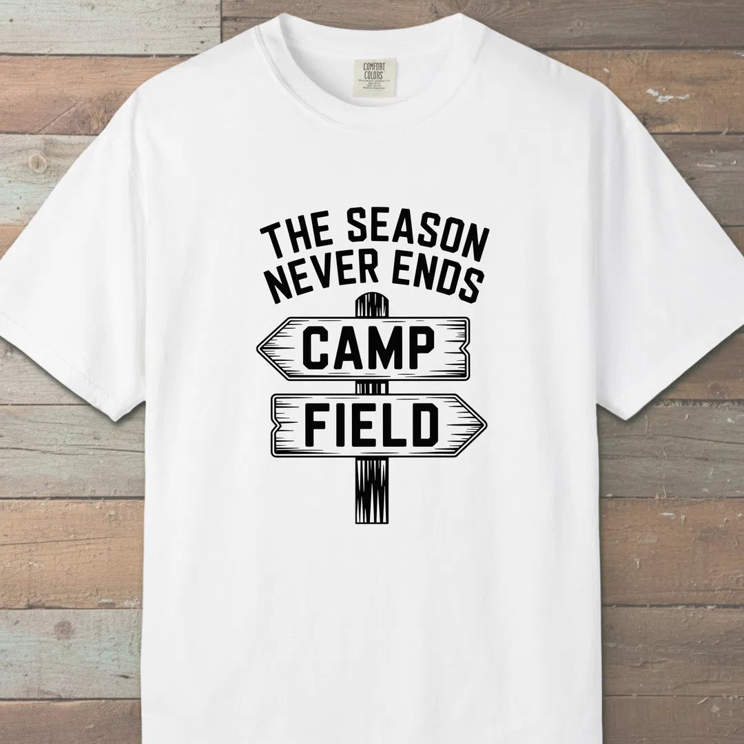 The Season Never Ends T-Shirt White Outdoor Nature Tee