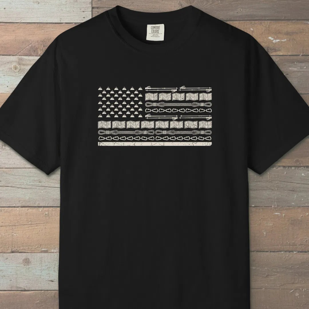 Trail Gear Flag T-Shirt Black Outdoor Nature Tee