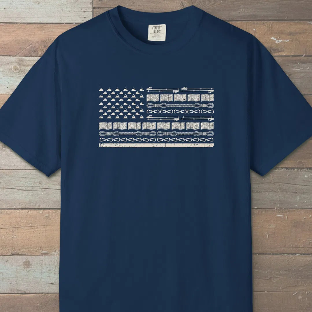 Trail Gear Flag T-Shirt Navy Outdoor Nature Tee