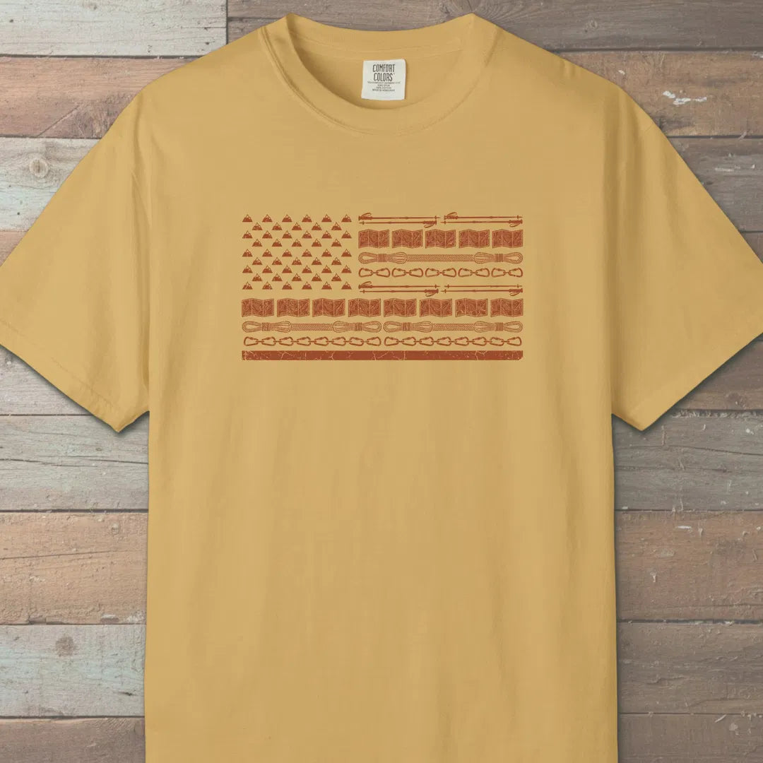 Trail Gear Flag T-Shirt Mustard Outdoor Nature Tee