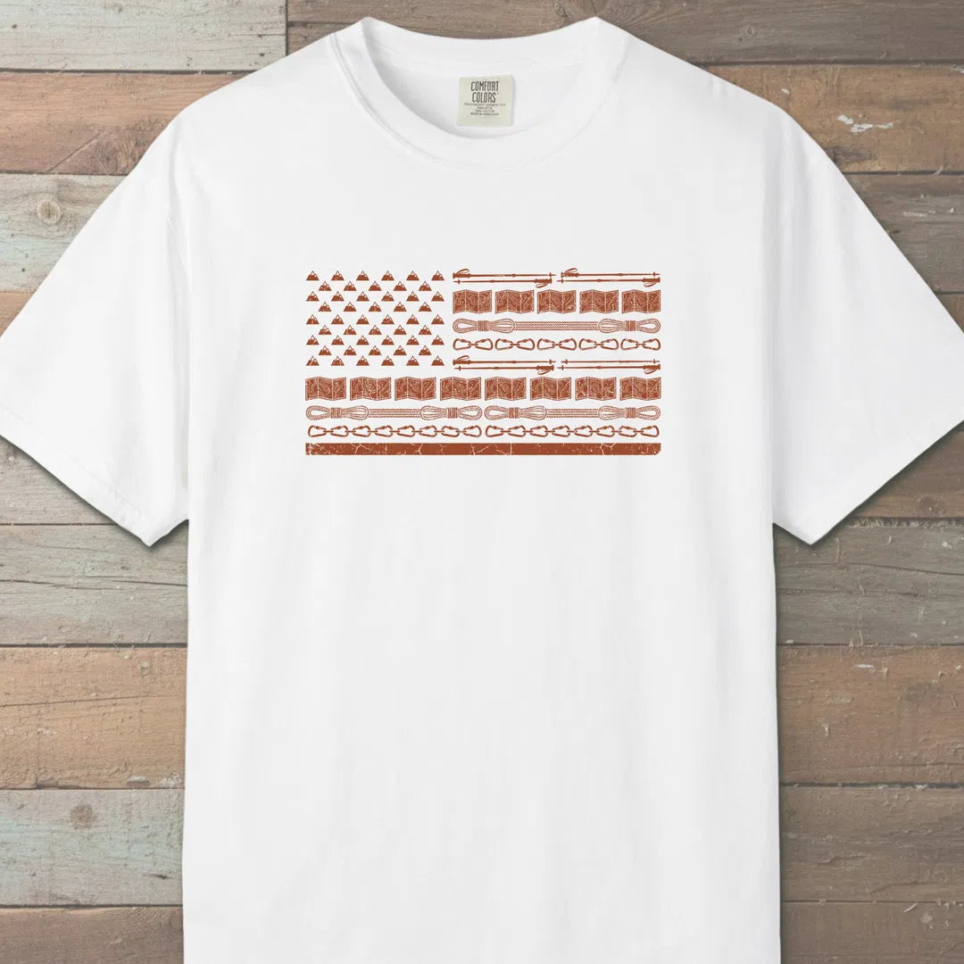Trail Gear Flag T-Shirt White Outdoor Nature Tee