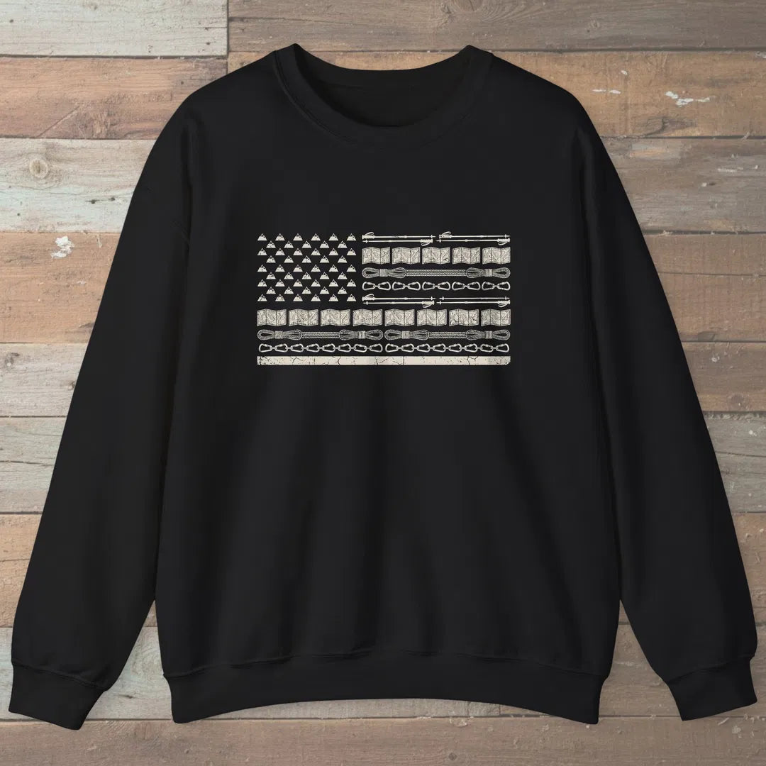 Trail Gear Flag Sweatshirt Black Outdoor Nature Tee