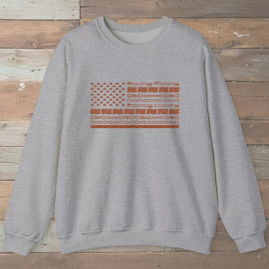 Trail Gear Flag Sweatshirt Sport Grey Outdoor Nature Tee