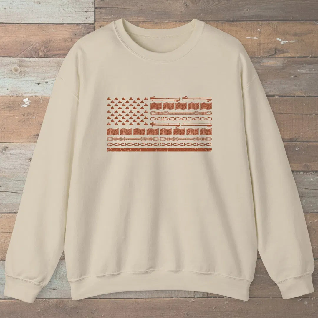 Trail Gear Flag Sweatshirt Sand Outdoor Nature Tee