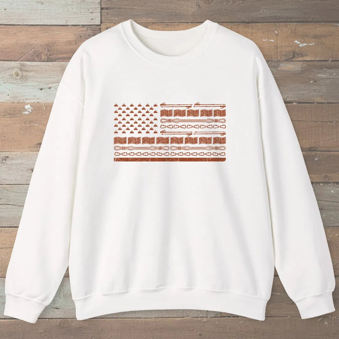 Trail Gear Flag Sweatshirt White Outdoor Nature Tee