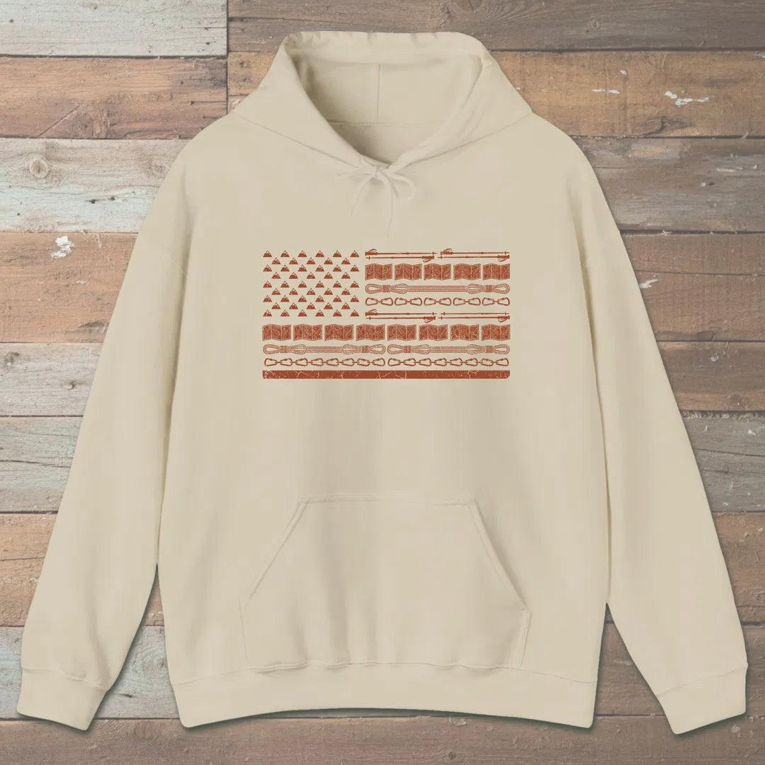 Trail Gear Flag Hoodie Sand Outdoor Nature Tee
