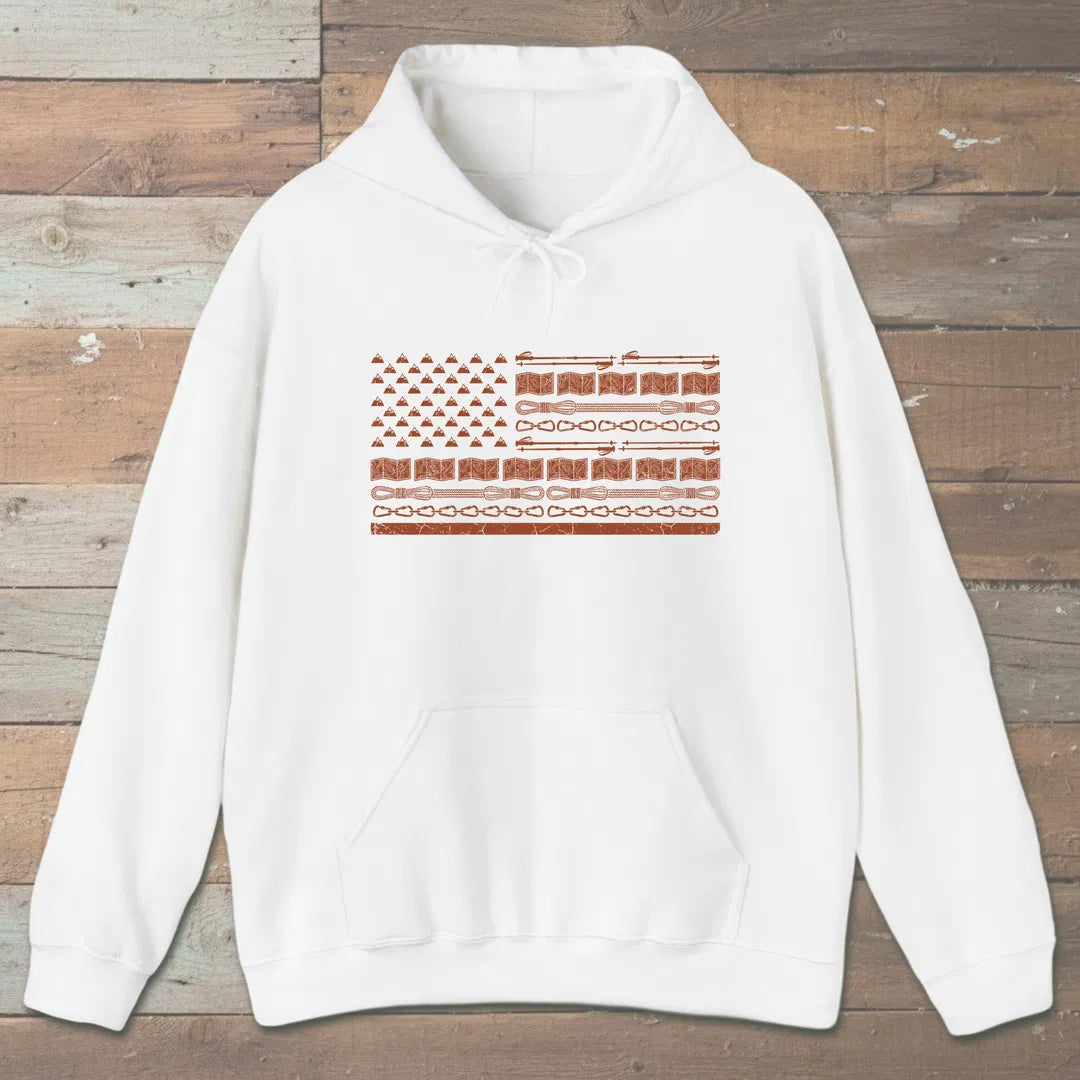 Trail Gear Flag Hoodie White Outdoor Nature Tee