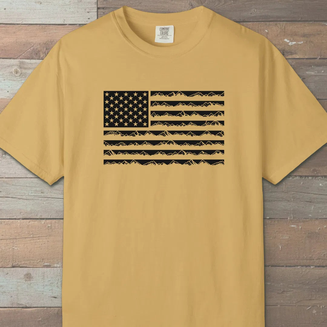 Ridgeline Flag T-Shirt Mustard Outdoor Nature Tee