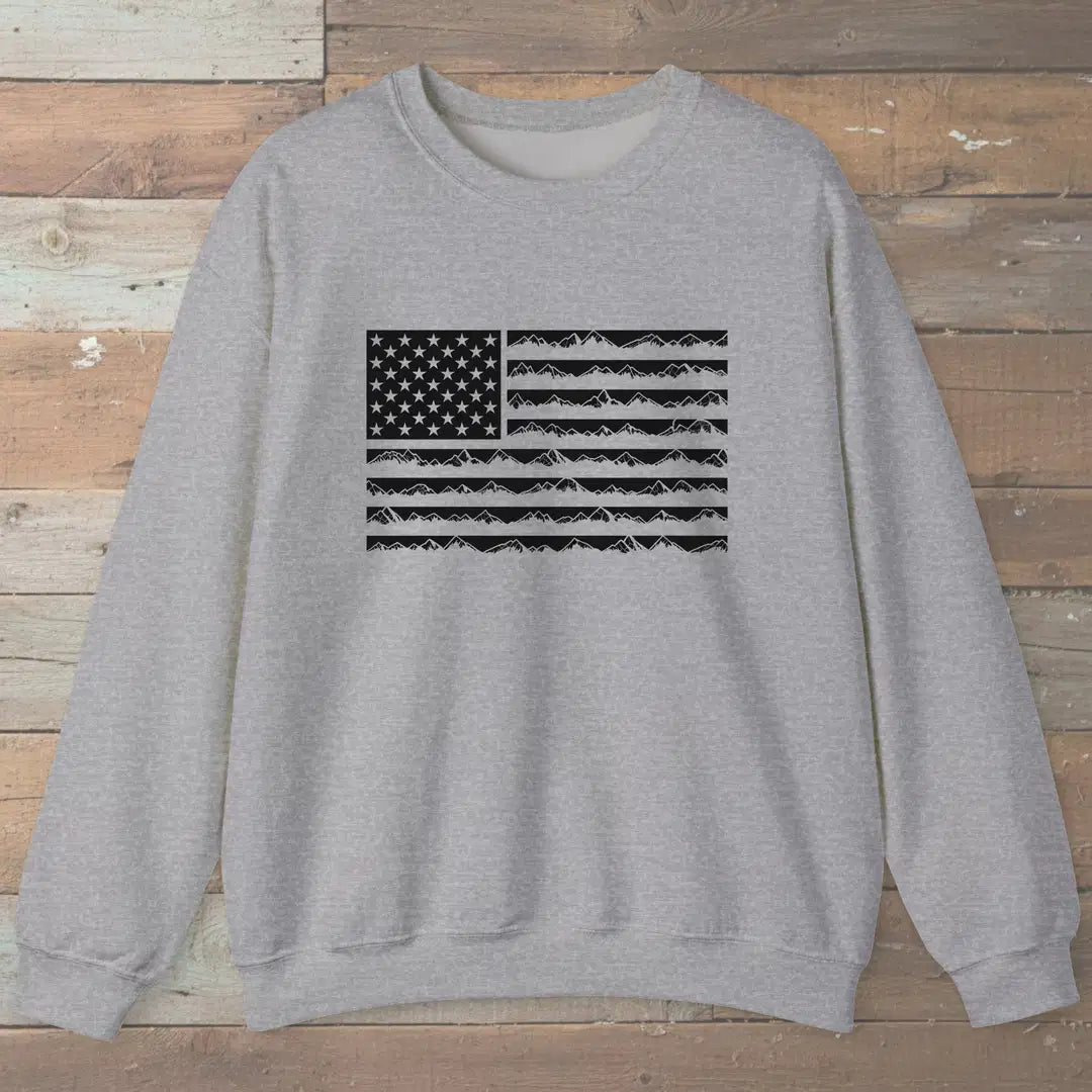 Ridgeline Flag Sweatshirt Sport Grey Outdoor Nature Tee