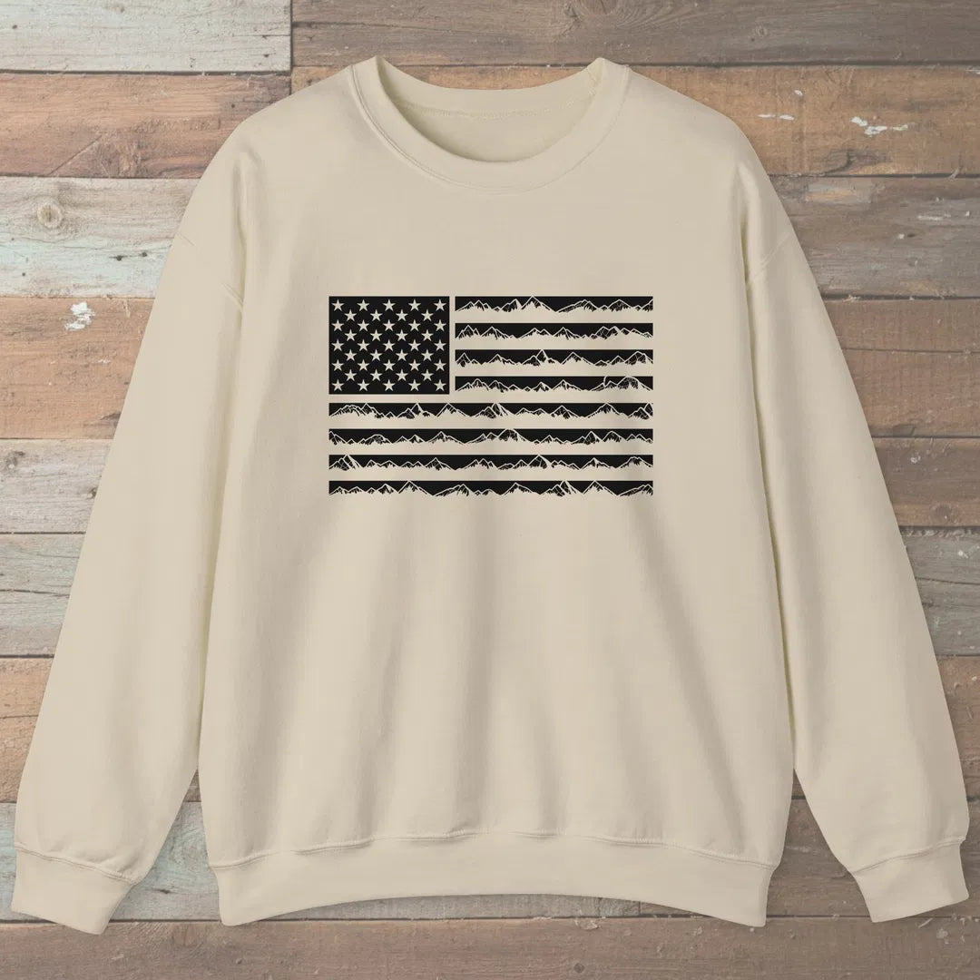 Ridgeline Flag Sweatshirt Sand Outdoor Nature Tee
